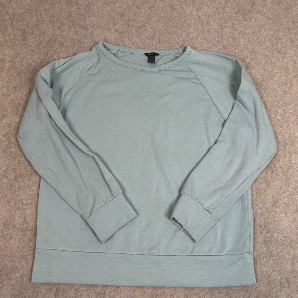 Eddie Bauer Sweatshirt Womens‎ Size M Light Green Blue Raglan Sleeve Pullover